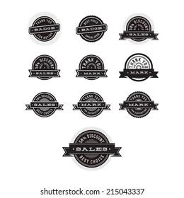 Black and white vintage Badges Set