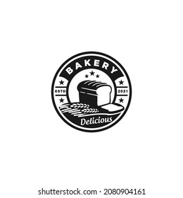 Black and White Vintage Bakery Circle Stamp Sticker Logo Vector Design template Inspiration idea and Concept