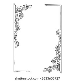 preto e branco vintage quadro barroco com ornamento gravura ilustração