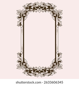preto e branco vintage quadro barroco com ornamento gravura ilustração