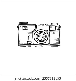 black and white vintage camera sketch