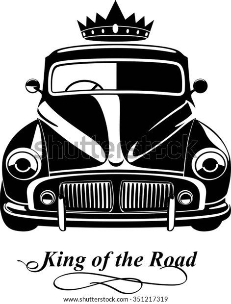 Black White Vintage Car Silhouette Front Stock Vector Royalty Free 351217319