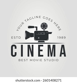 Black and white vintage cinema logo suitable for movie theaters, film festivals, and retro movie themed events. Classic and elegant design.