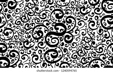 Black and white vintage doodle pattern. Vector tracery texture for wrapping paper, fabrics, backgrounds and your creativity.
