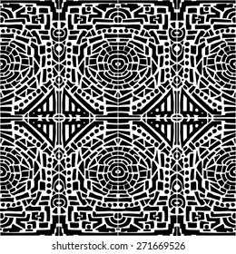 Black and white vintage ethnic pattern. Vector illustration for your design cute female romantic. Aztec sign on a white background.