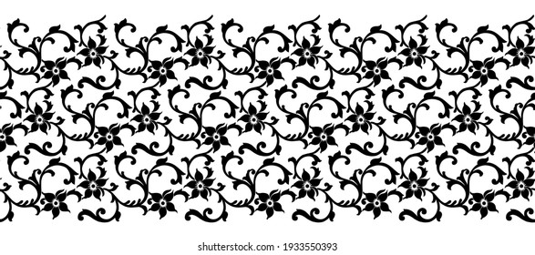 Black White Vintage Floral Border Stock Vector (Royalty Free ...