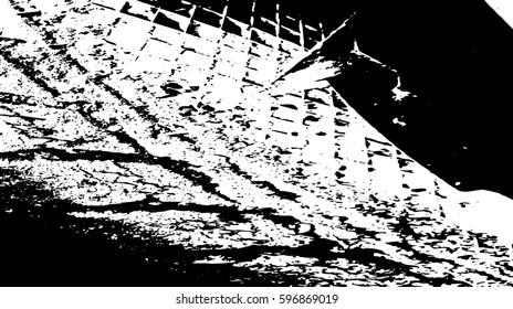 Black and white vintage grunge futuristic background. Suitable to create unique overlay textures with the effect of scratching, breaking, antiquity and old materials.
