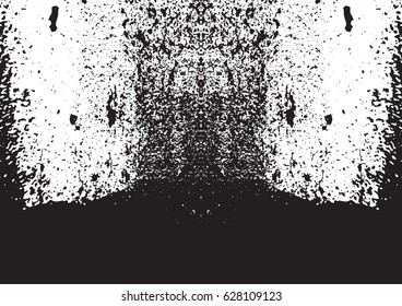 Black and white vintage grunge futuristic background. Suitable to create unique overlay textures with the effect of scratching, breaking, antiquity and old materials. Symmetric vector texture.