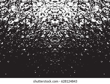Black and white vintage grunge futuristic background. Suitable to create unique overlay textures with the effect of scratching, breaking, antiquity and old materials. Symmetric vector texture.