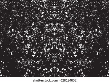 Black and white vintage grunge futuristic background. Suitable to create unique overlay textures with the effect of scratching, breaking, antiquity and old materials. Symmetric vector texture.