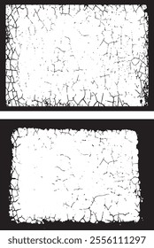 Black And white Vintage Grunge texture photo Frames,  A Duo of Rectangular Frames with Distressed and Splattered Textures for Artistic Visual Displays