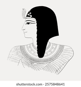 Black and white vintage illustration line art, Egypt design isolated on white, vector. Vintage Eqyptian illustration. Hand drawn illustration of ancient Egypt, isolated on white, vector.