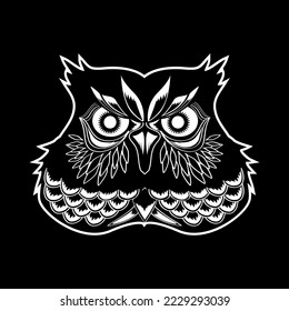 Black and white vintage owl mascot for t-shirt design