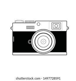 Black and White vintage Photo Camera. isolated illustrator in Vector format. 