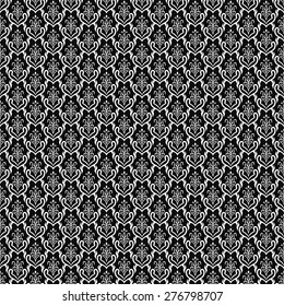 Black and white vintage seamless pattern. Classic vector background.