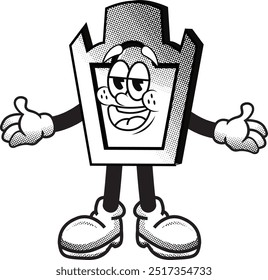 black and white vintage simple friendly gravestone illustration, retro illustration with funny pose and face, for sticker or shirt illustration.