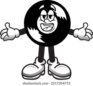 preto e branco vintage simples vinil registro ilustração, ilustração retro com pose engraçada e rosto, para etiqueta ou camisa ilustração.