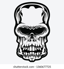 Black And White Vintage Skeleton Vector Illustration Angry 