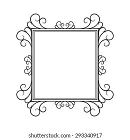 black and white vintage square frame on white background