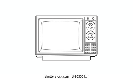 Black and White Vintage Television. Vector isolated illustration of an old vintage tv