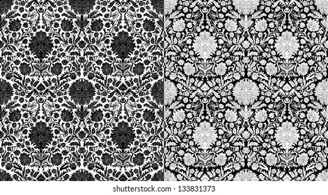 Black and white vintage vector background.