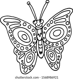 black and white vintage vector isolated butterfly coloring image 