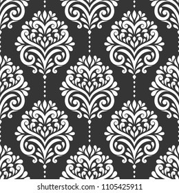 Black and white vintage vector seamless pattern, wallpaper. Elegant classic texture. Luxury ornament. Royal, Victorian, Baroque elements. Great for fabric and textile, wallpaper, or any desired idea.