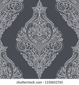 Black and white vintage vector seamless pattern, wallpaper. Elegant classic texture. Luxury ornament. Royal, Victorian, Baroque elements. Great for fabric and textile, wallpaper, or any desired idea.