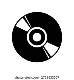 Ilustración vectorial de diseño plano de disco de vinilo en blanco y negro aislado sobre fondo blanco