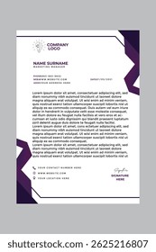 Black white violet color creative and professional business style letterhead design template 