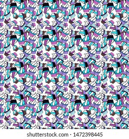 Black, white and violet on colors. Tender fabric pattern. Seamless Abstract Retro Background Design. Vector. Pattern.