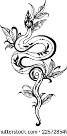 black and white viper snake tattoo design