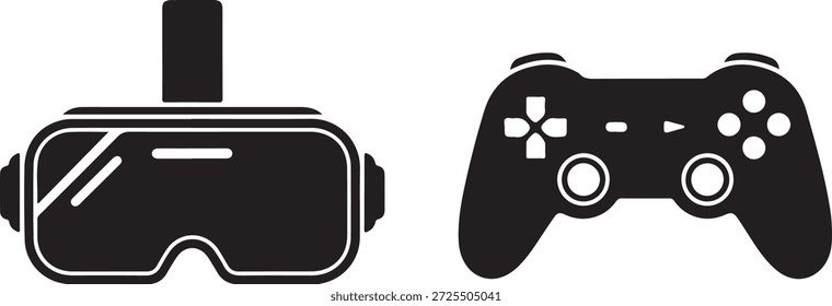 Blanco y negro de auriculares de realidad virtual y controlador de juego vr auriculares gaming controller