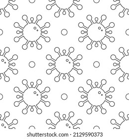 Schwarz-weißes Virus, Coronavirus Vektor nahtlose Muster Hintergrund für covid-19 verwandte Design.
