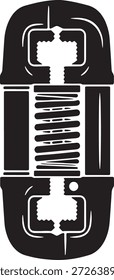 Preto e branco de um torno com uma mola e parafuso mecanismo grampo ferramenta hardware metal
