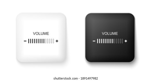 Black and white Volume adjustment icon isolated on white background. Square button. Vector.