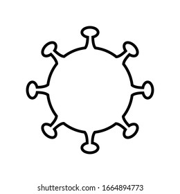 Black and white volumetric icon of harmful Chinese new microbial virus dangerous strain covid 019 coronavirus epidemic pandemic disease. Vector illustration.