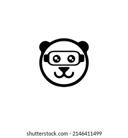 Black and white VR panda logo design
