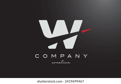 black white W letter logo icon design vector illustration. Creative red arrow template for company or business