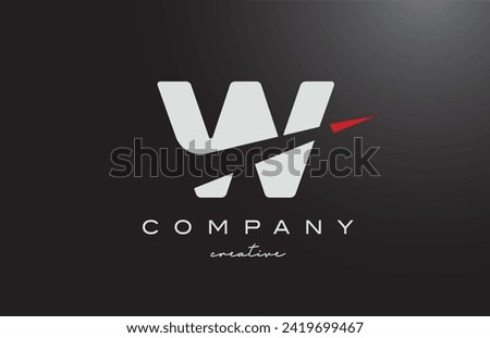 black white W letter logo icon design vector illustration. Creative red arrow template for company or business