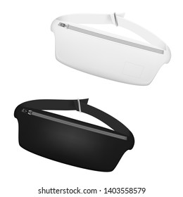 Black And White Waist Bag, Fanny Pack 80s-90s Style. EPS10 Vector