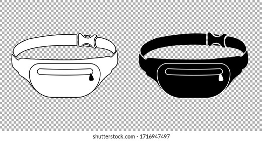 Black And White Waist Bag, Fanny Pack 80s-90s Style. EPS10 Vector