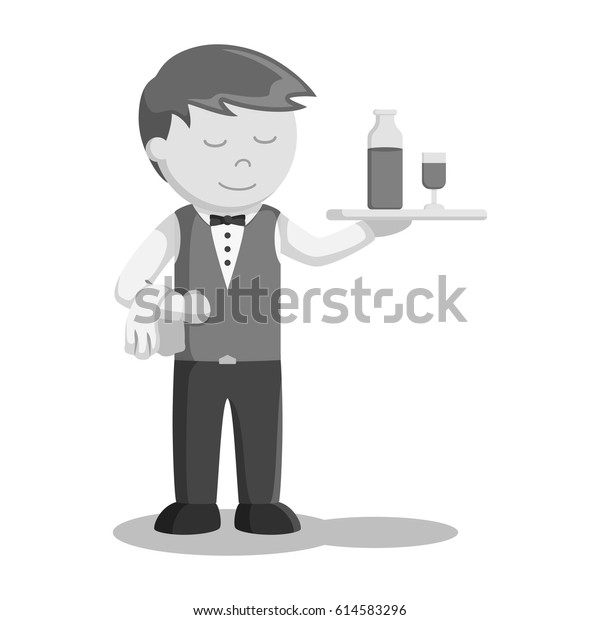 Black White Waiters Serving Drink Black Stock Vector (Royalty Free ...