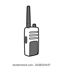 black and white walkie talkie line drawing facing right
