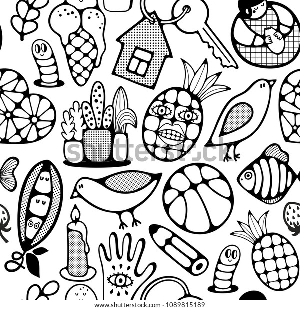 Download Black White Wallpaper Coloring Book Creative Stock Vector Royalty Free 1089815189