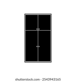 Black and white wardrobe, vector icon. A wardrobe with bedside tables.