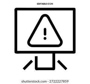 A black and white warning sign presented within a square frame, indicating potential caution or alert.