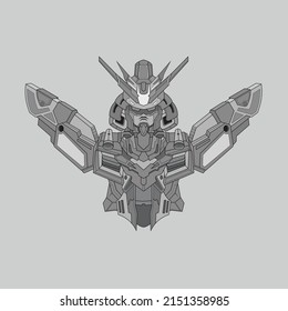 black and white warrior cyborg robot knight in the sacred geometry ornaments background, Perfect for tattoos