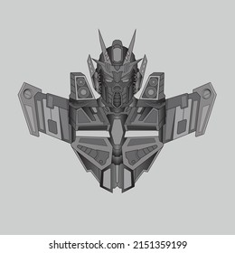 knight robot guerrero blanco y negro en el fondo de ornamentos sagrados de geometría, perfecto para tatuajes