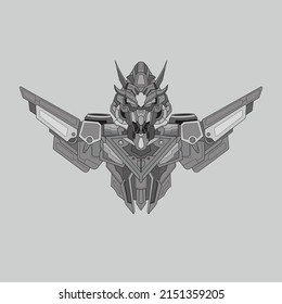 black and white warrior cyborg robot knight in the sacred geometry ornaments background, Perfect for tattoos